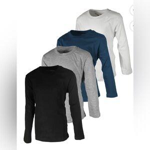 New BROOKLYN VERTICAL Boys 4 Pack Long Sleeve Soft Cotton Tee Shirts -Size 18-20